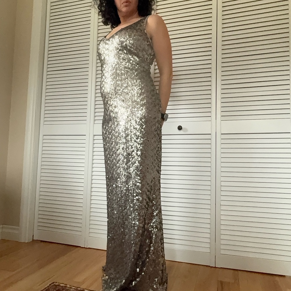 Ralph Lauren NWT Elegant Silver Sequin Gown